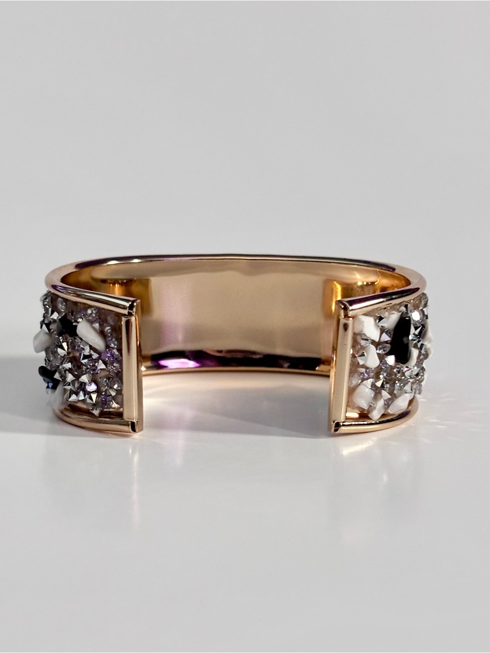 Hand Crafted Gold-Tone Cuff with White & Black Bead Accents - Picture 3 of 5